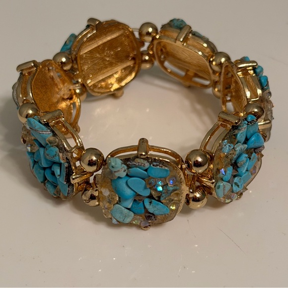 Jewelry - Gold-Tone Turquoise Chip Stretch Bracelet - Women Jewelry